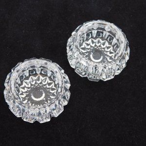Pair Federal Glass Clear Elegant Pear Optic Pattern 1.5” Salt Dips Cellars Set